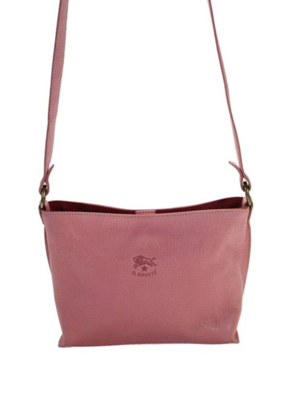Il Bisonte Womens Leather Leather Adjustable Crossbody Handbag Pink